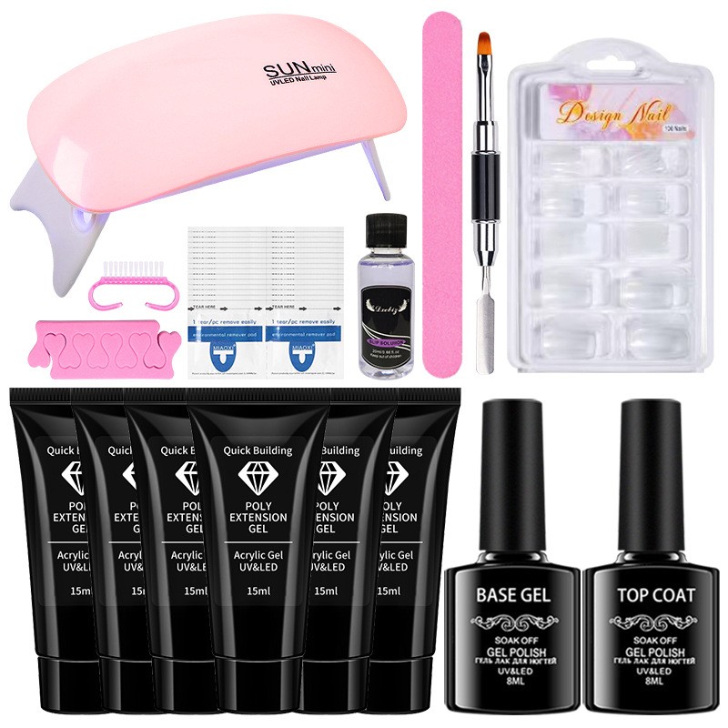 Poly Extension Gel Nail Kit su Mini Nail Lamp